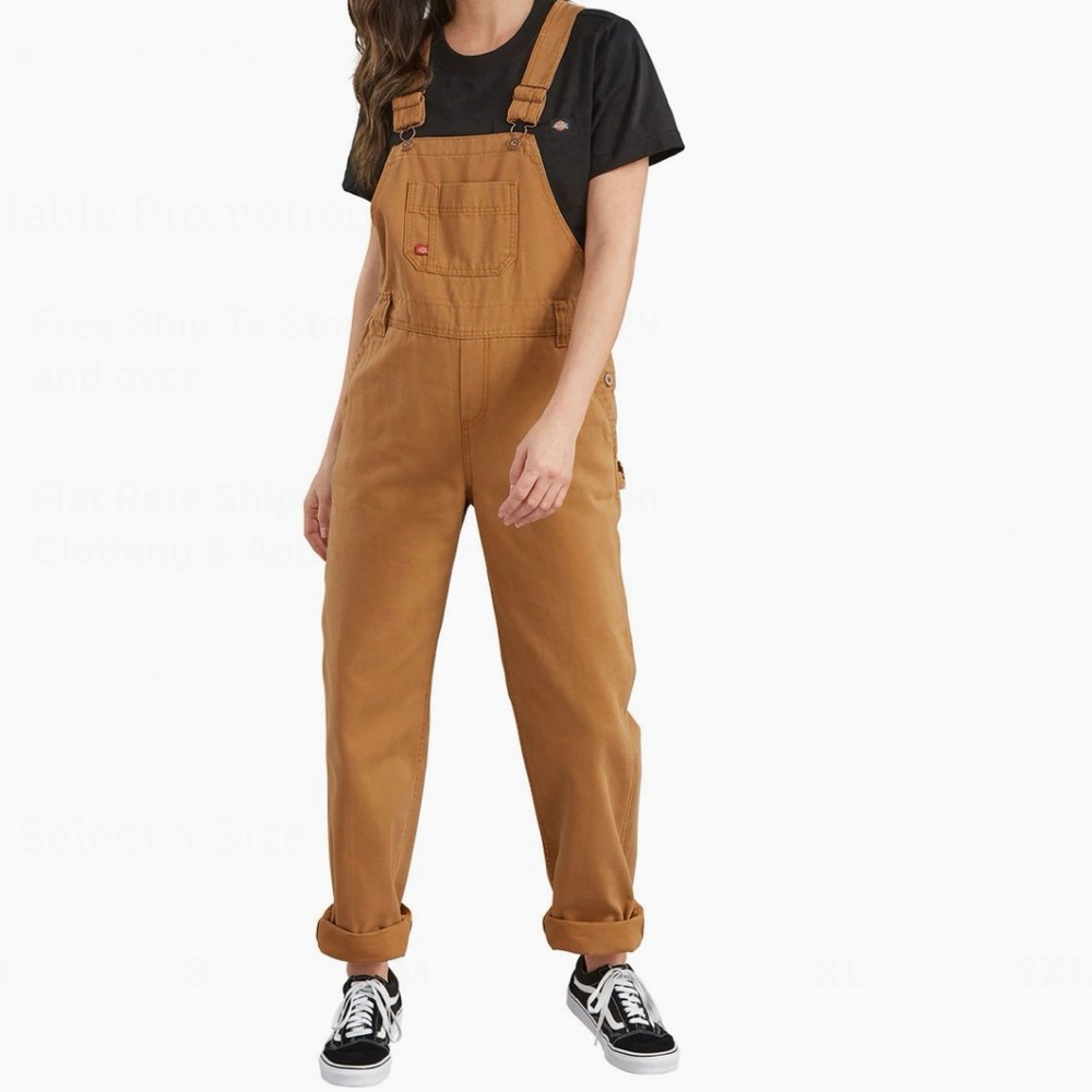 Dickies Women's Relaxed Fit Straight Leg Bib Overalls